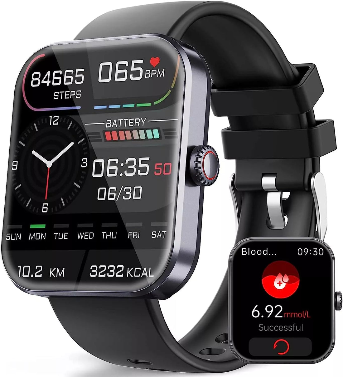 Blutdruck- und Blutzucker-Smartwatch Bluetooth Fashion-Smartwatch