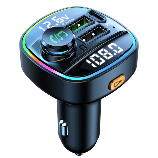 Bluetooth 5.0 Auto Drahtloser FM Transmitter Adapter USB Ladegerät AUX