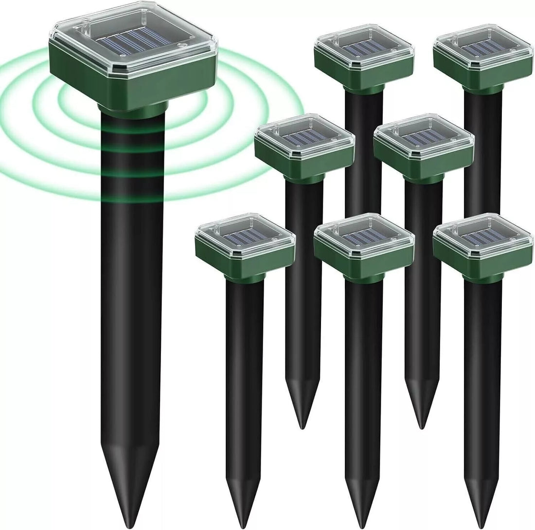 8er Pack Maulwurf-Abwehr Solar Sonic Erdmäuser Repeller Gopher Abwehr Vole