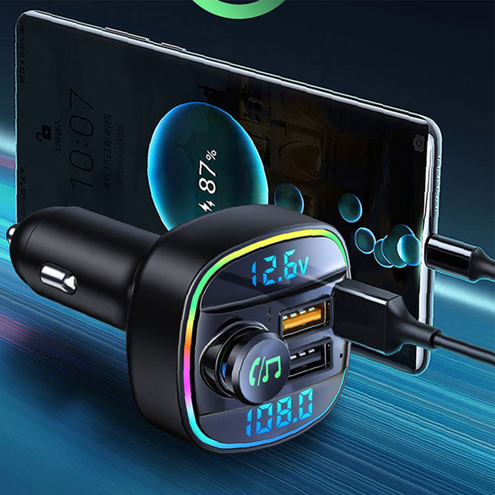 Bluetooth 5.0 Auto Drahtloser FM Transmitter Adapter USB Ladegerät AUX