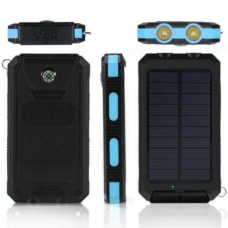Solar-Powerbank mit LED-Taschenlampe und Zwei USB-Ausgängen