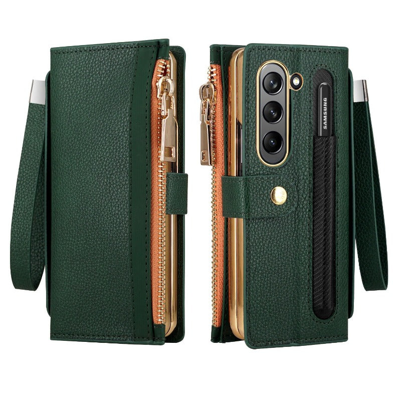 Mit S-Pen-Halter Leder-Brieftaschenhülle für Samsung Galaxy Z Fold 5 4