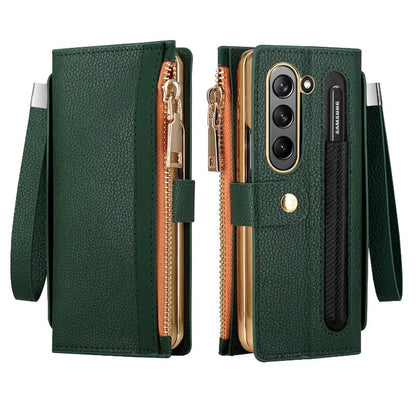 Mit S-Pen-Halter Leder-Brieftaschenhülle für Samsung Galaxy Z Fold 5 4