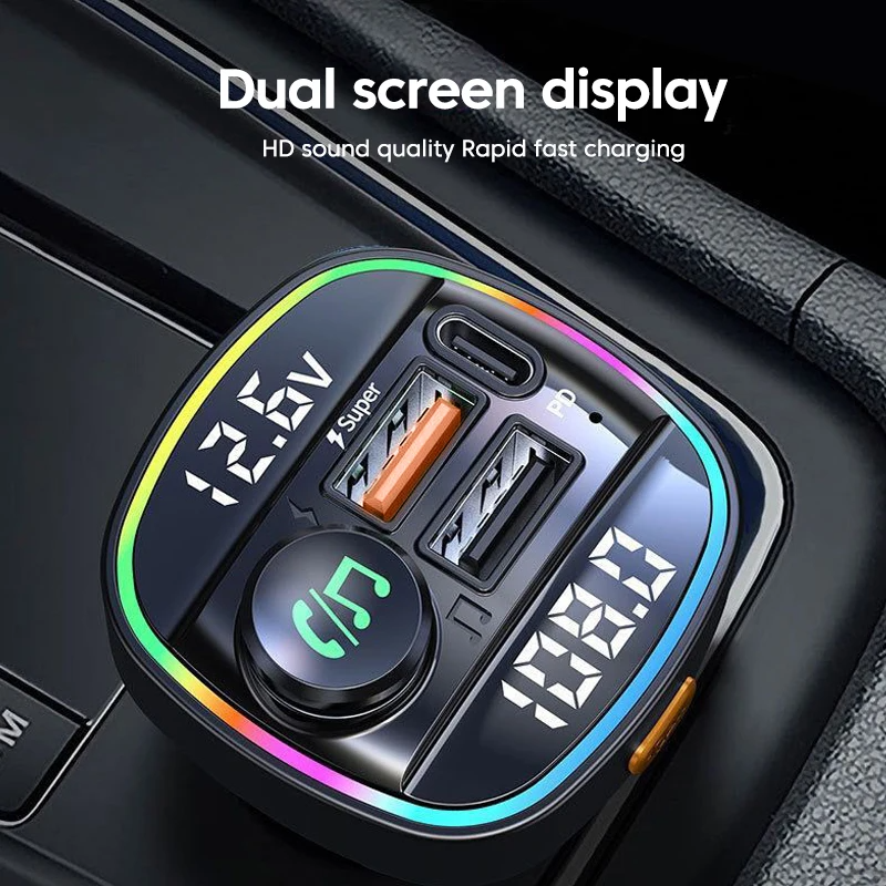 Bluetooth 5.0 Auto Drahtloser FM Transmitter Adapter USB Ladegerät AUX