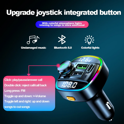 Bluetooth 5.0 Auto Drahtloser FM Transmitter Adapter USB Ladegerät AUX