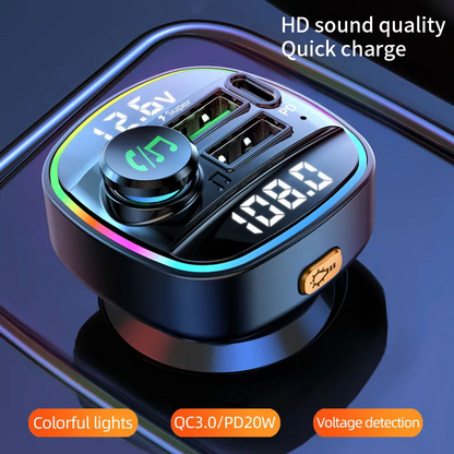 Bluetooth 5.0 Auto Drahtloser FM Transmitter Adapter USB Ladegerät AUX