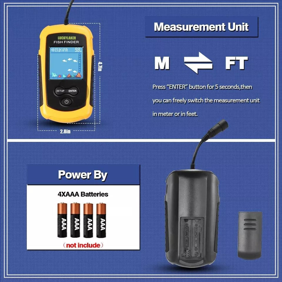 Tragbarer Fischfinder Handheld Tiefenanzeige für Kajak Fischfinder