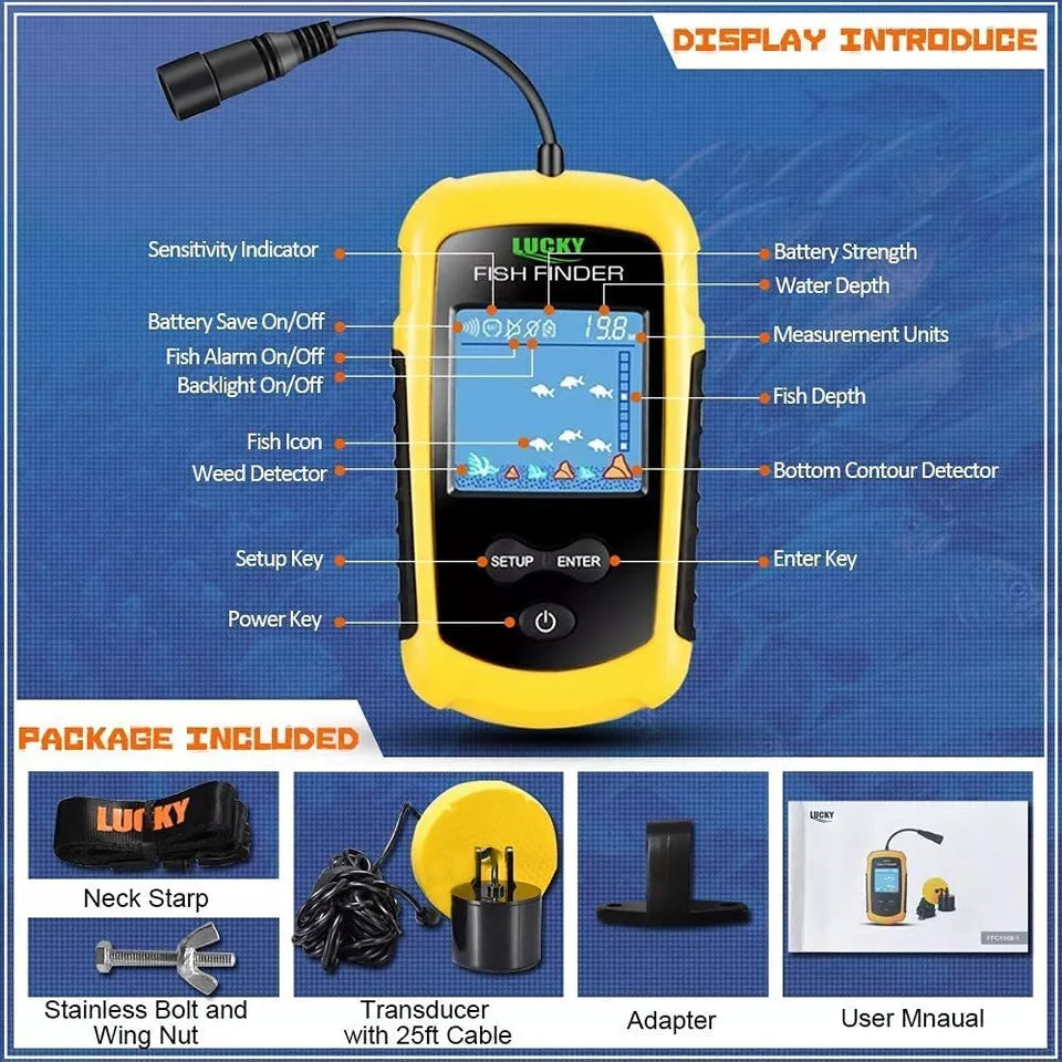 Tragbarer Fischfinder Handheld Tiefenanzeige für Kajak Fischfinder