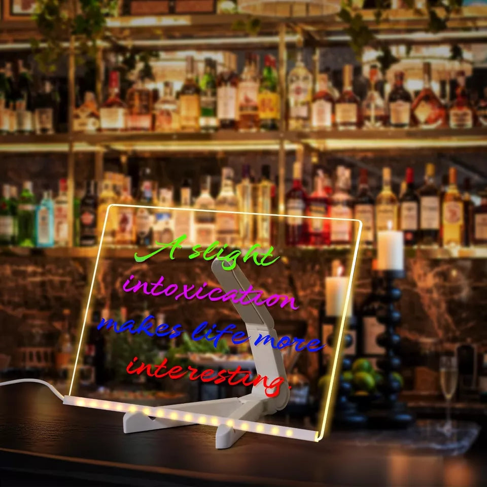 Leuchtende Trockenlösch-LED-Tafel mit 7 bunten Stiften