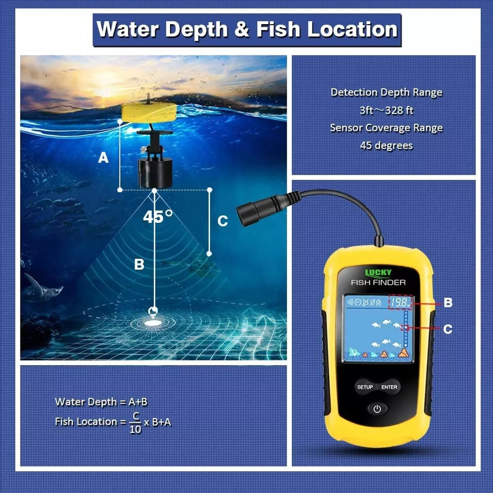Tragbarer Fischfinder Handheld Tiefenanzeige für Kajak Fischfinder