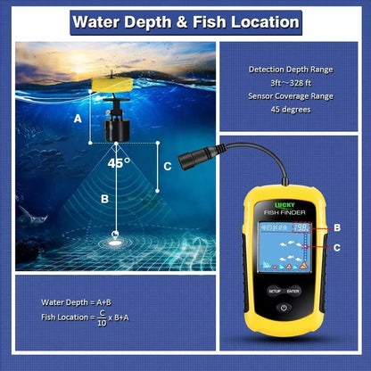 Tragbarer Fischfinder Handheld Tiefenanzeige für Kajak Fischfinder