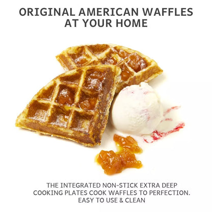 Deep-Fill Waffeleisen | Antihaftbeschichtung, einstellbare Temperatur &amp; kompaktes Design für hausgemachte belgische Waffeln