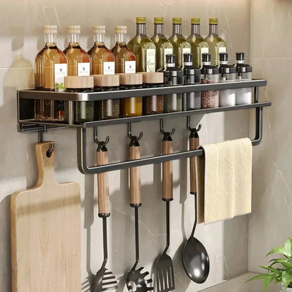 Schwarzes Küchenregal - Modernes Design | Platzsparend