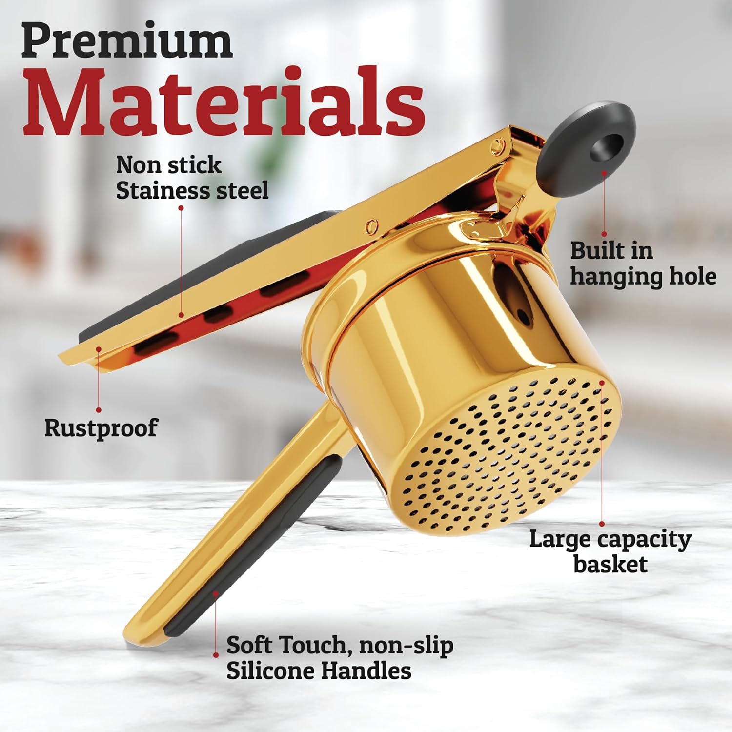 Perfektes Kartoffelpüree - Schwerer Edelstahl Kartoffelstampfer