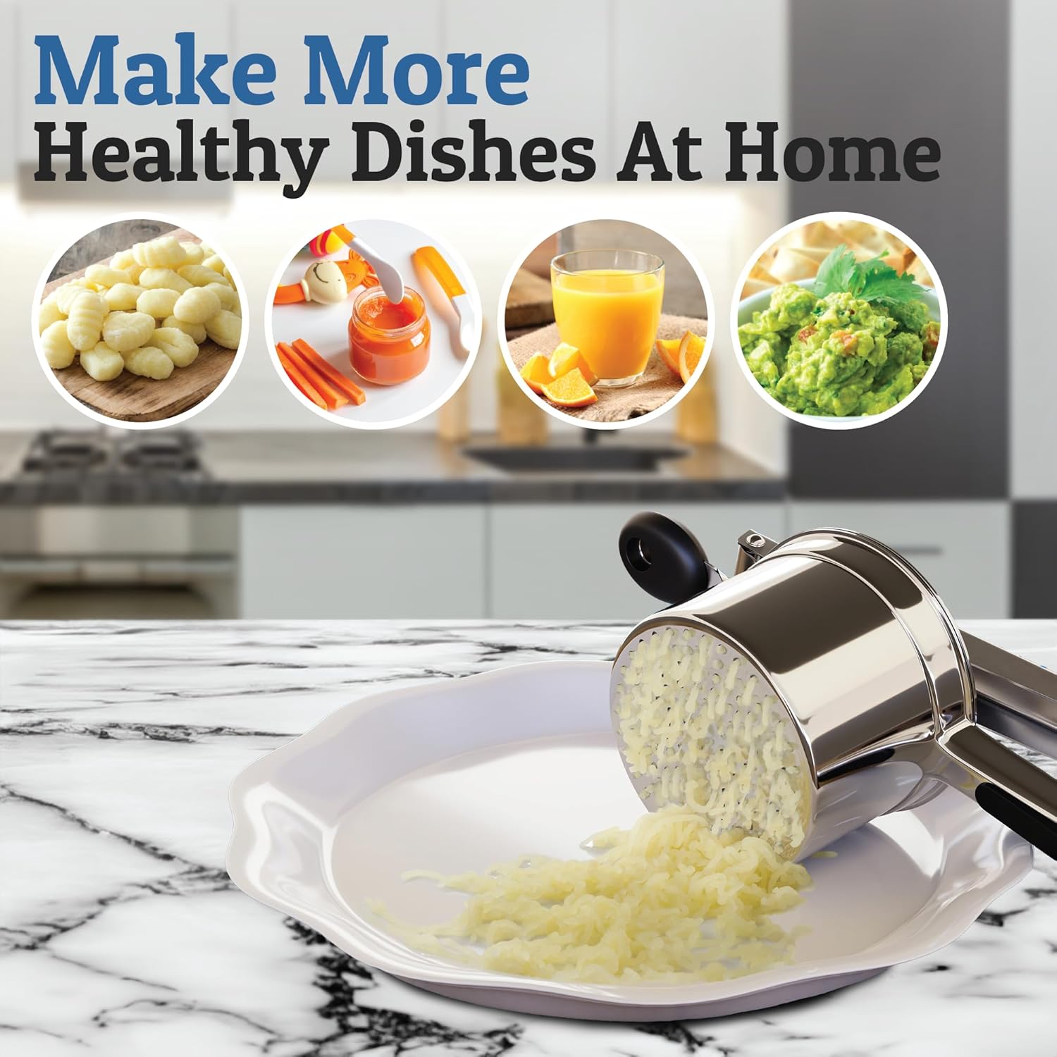 Perfektes Kartoffelpüree - Schwerer Edelstahl Kartoffelstampfer