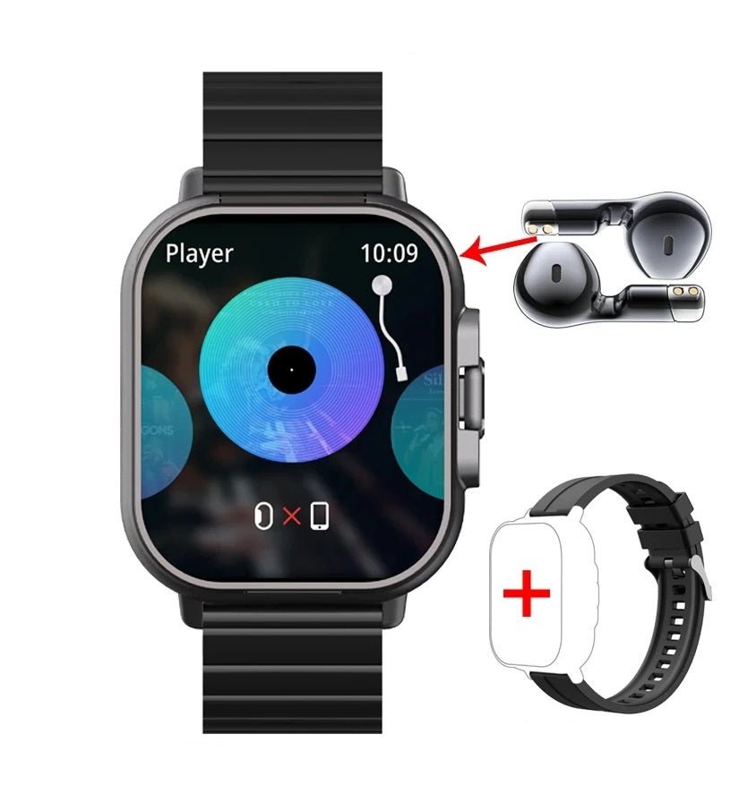 Smart GPS-Uhr &amp; Bluetooth-Headset Duo – 2in1-Uhr zur Überwachung der Herzfrequenz, Blutdrucküberwachung, Musikwiedergabe und Anrufen in einem eleganten Gerät