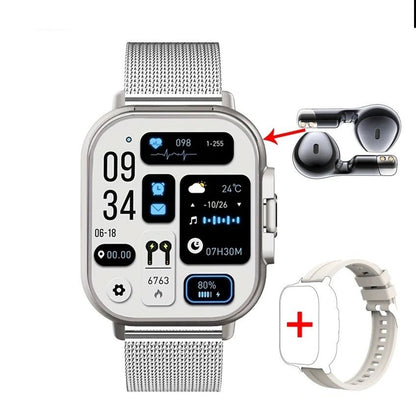Smart GPS-Uhr &amp; Bluetooth-Headset Duo – 2in1-Uhr zur Überwachung der Herzfrequenz, Blutdrucküberwachung, Musikwiedergabe und Anrufen in einem eleganten Gerät