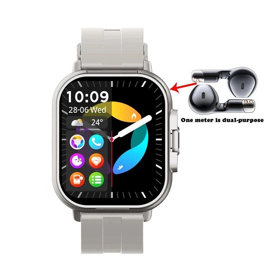 Smart GPS-Uhr &amp; Bluetooth-Headset Duo – 2in1-Uhr zur Überwachung der Herzfrequenz, Blutdrucküberwachung, Musikwiedergabe und Anrufen in einem eleganten Gerät