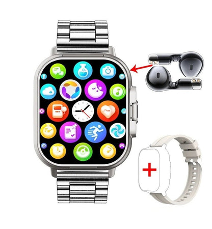 Smart GPS-Uhr &amp; Bluetooth-Headset Duo – 2in1-Uhr zur Überwachung der Herzfrequenz, Blutdrucküberwachung, Musikwiedergabe und Anrufen in einem eleganten Gerät