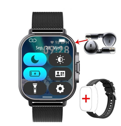 Smart GPS-Uhr &amp; Bluetooth-Headset Duo – 2in1-Uhr zur Überwachung der Herzfrequenz, Blutdrucküberwachung, Musikwiedergabe und Anrufen in einem eleganten Gerät