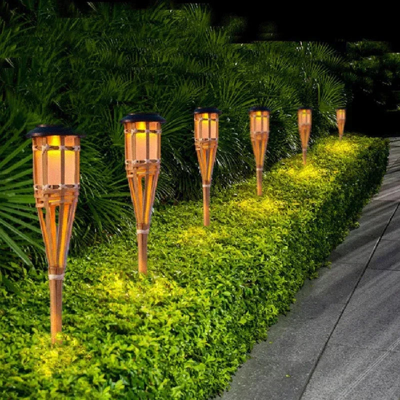 Solar-Fackel 5er-Set - LED Flammenoptik Gartenleuchten