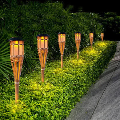 Solar-Fackel 5er-Set - LED Flammenoptik Gartenleuchten