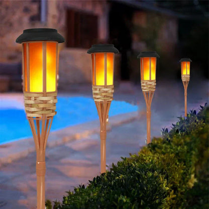 Solar-Fackel 5er-Set - LED Flammenoptik Gartenleuchten