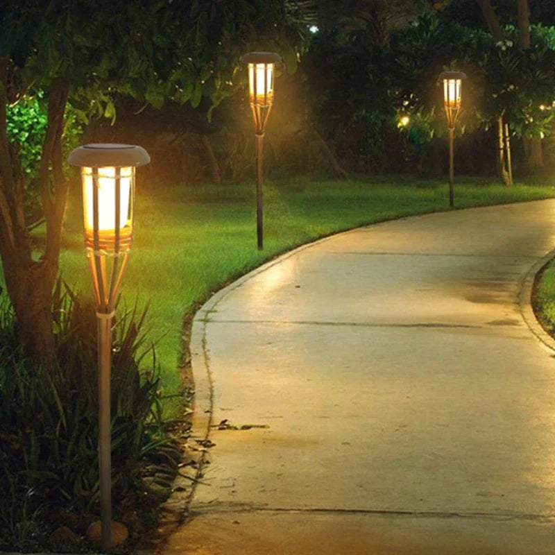 Solar-Fackel 5er-Set - LED Flammenoptik Gartenleuchten