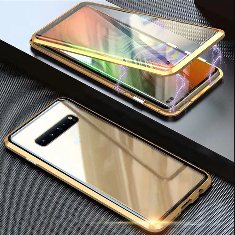 Magnetische gehärtete Glas doppelseitige Handyhülle für Samsung