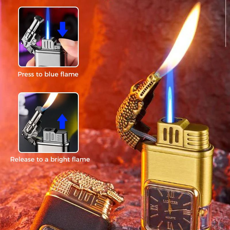 Winddichter Feuerzeug mit Vintage-Uhrenbezel und Jet Jetflame-Torch