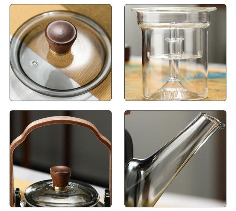 Elegantes Glas &amp; Holz Teebereiter