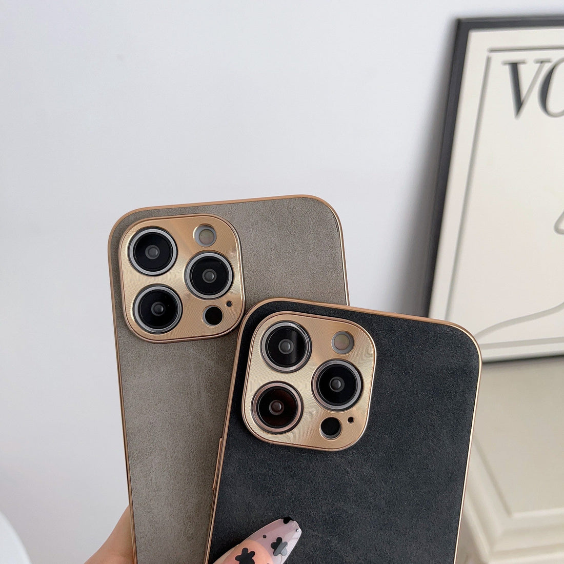 Lederhülle für iPhone 14 | Stilvoller galvanisierter Lederrahmen