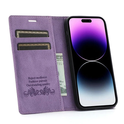 Wildleder iPhone Magnet Flip Cover Kartenhalter Geldbörse Hülle