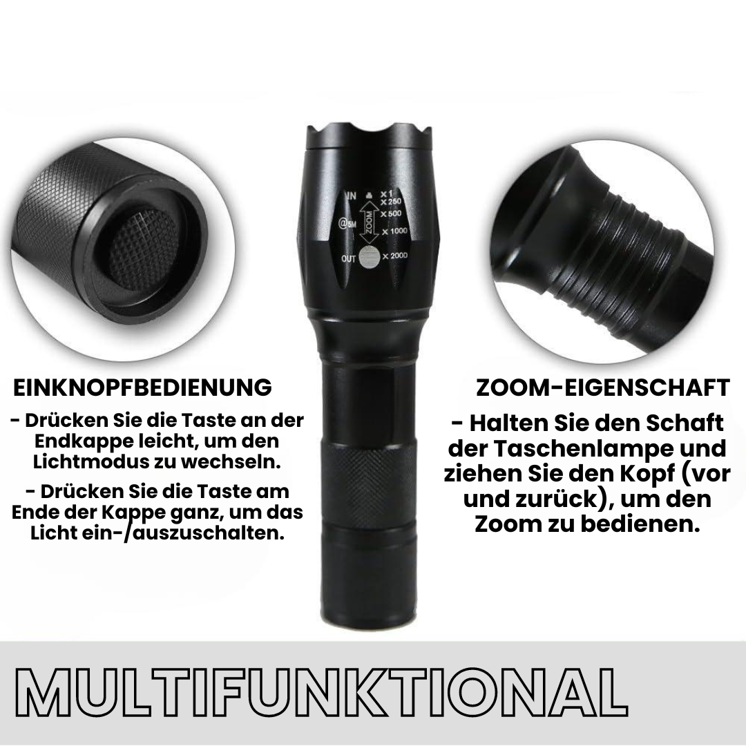 Taktische Taschenlampe für Helligkeit &amp; Sicherheit
