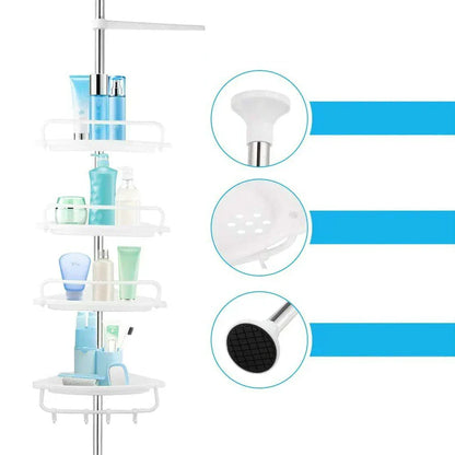 Teleskopisches Duschregal – 4 Ablagen | Höhenverstellbar