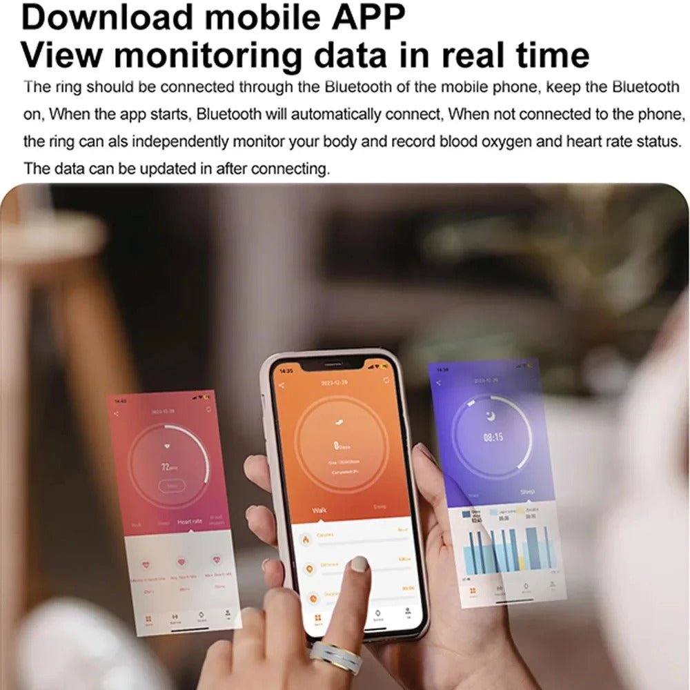 Titanium Smart Ring für Männer und Frauen, entwickelt zur Überwachung des Blutdrucks und zur Verfolgung von Gesundheitskennzahlen. Stilvoll und multifunktional.