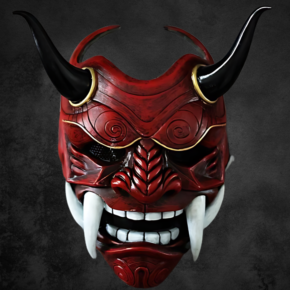 Japanische Oni Maske Rot Latex Deko