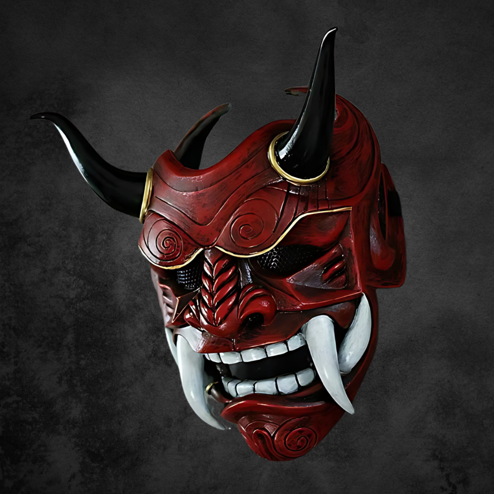 Japanische Oni Maske Rot Latex Deko
