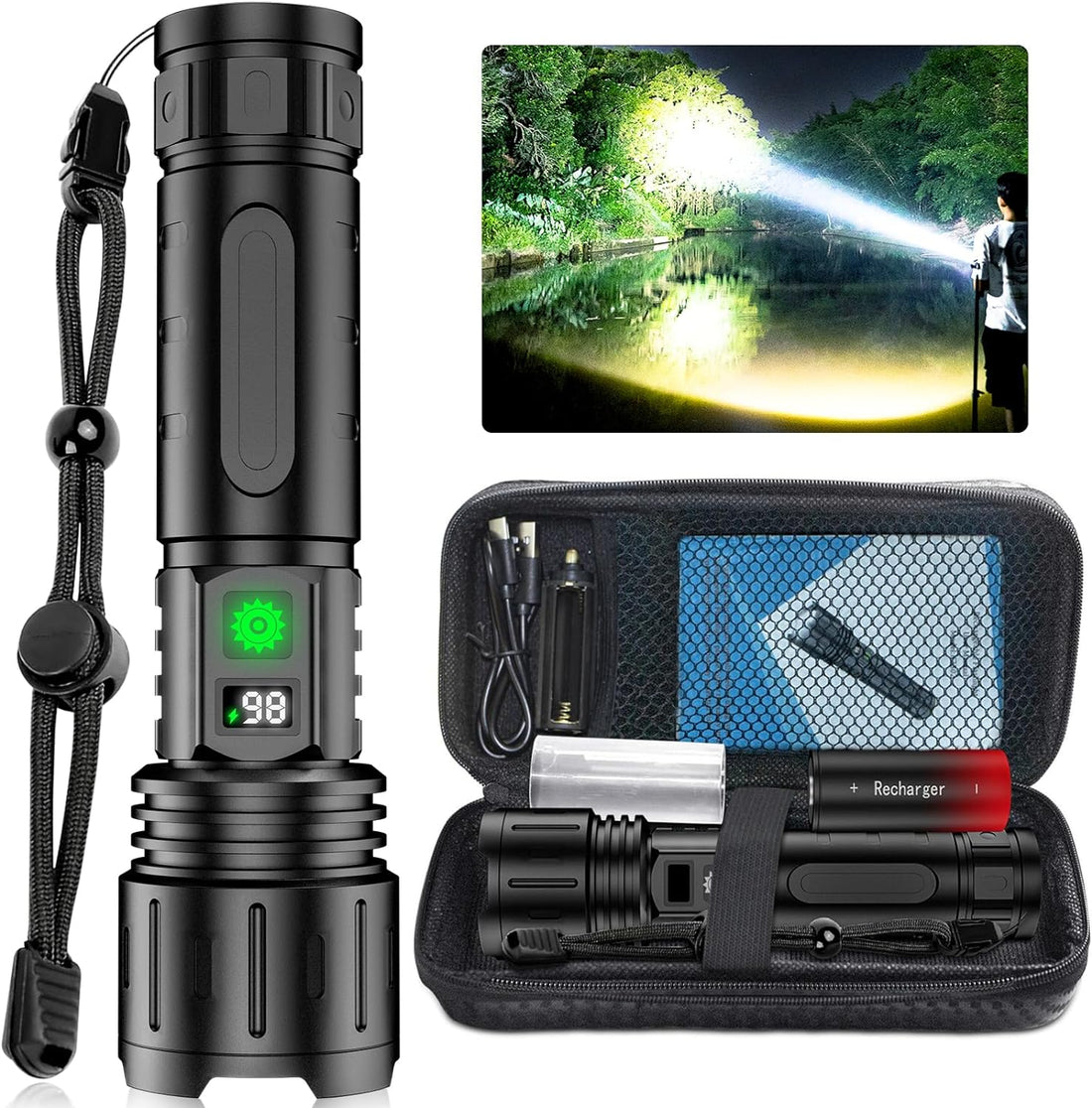 UltraBeam Taschenlampe 100000 Lumen – Extreme Helligkeit &amp; Vielseitigkeit