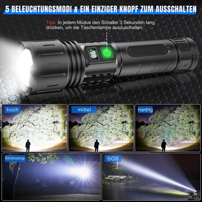 UltraBeam Taschenlampe 100000 Lumen – Extreme Helligkeit &amp; Vielseitigkeit