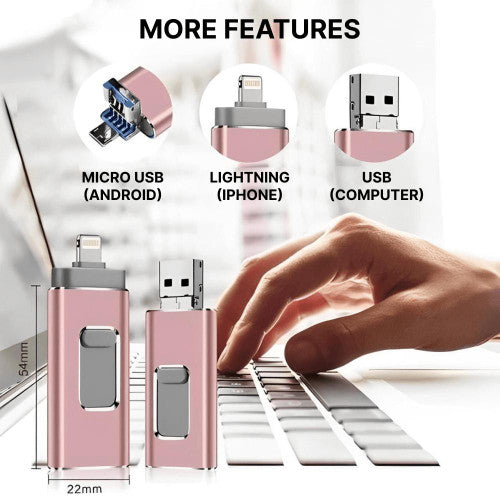 USB-Flash-Laufwerk für iPhone &amp; Android - 128 GB Hochgeschwindigkeits-Speicher für Fotos, Videos und Dateiübertragung
