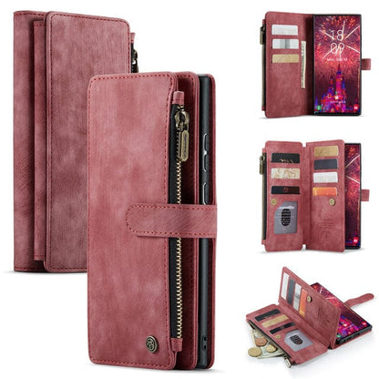 Reißverschluss-Leder-Brieftaschenhülle für Samsung Galaxy