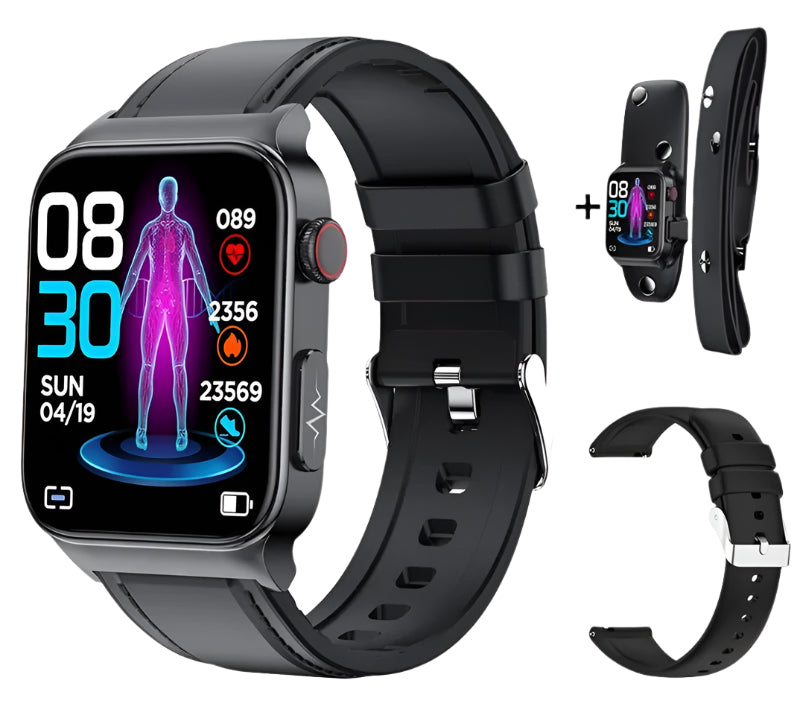 ECG Smartwatch mit Blutdruckmonitor – Gesundheits-Tracker für Herzfrequenz, Blutsauerstoff- &amp; Glukoseüberwachung