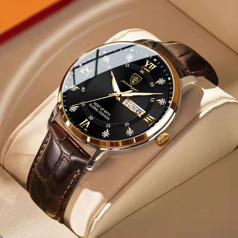Wasserdichte Herren Armbanduhr – Edelstahl | Leuchtende Zeiger