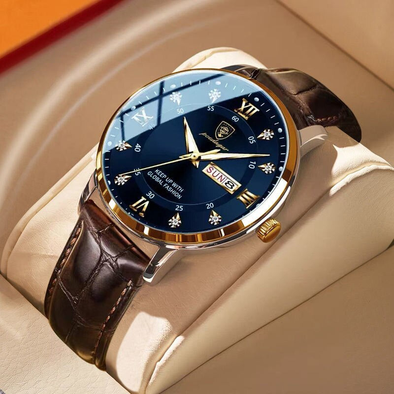 Wasserdichte Herren Armbanduhr – Edelstahl | Leuchtende Zeiger