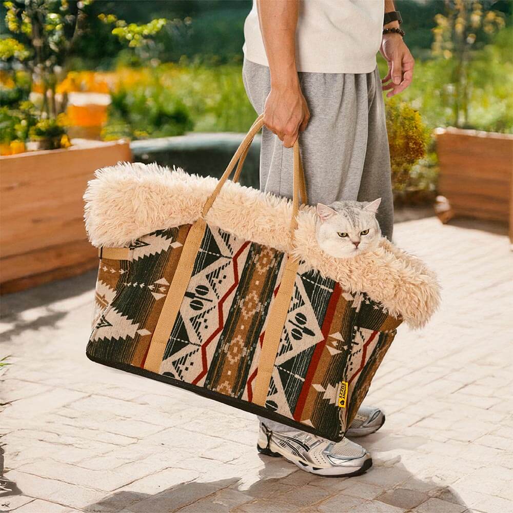Wendbarer Haustierträger &amp; Schlafsack im Boho-Stil