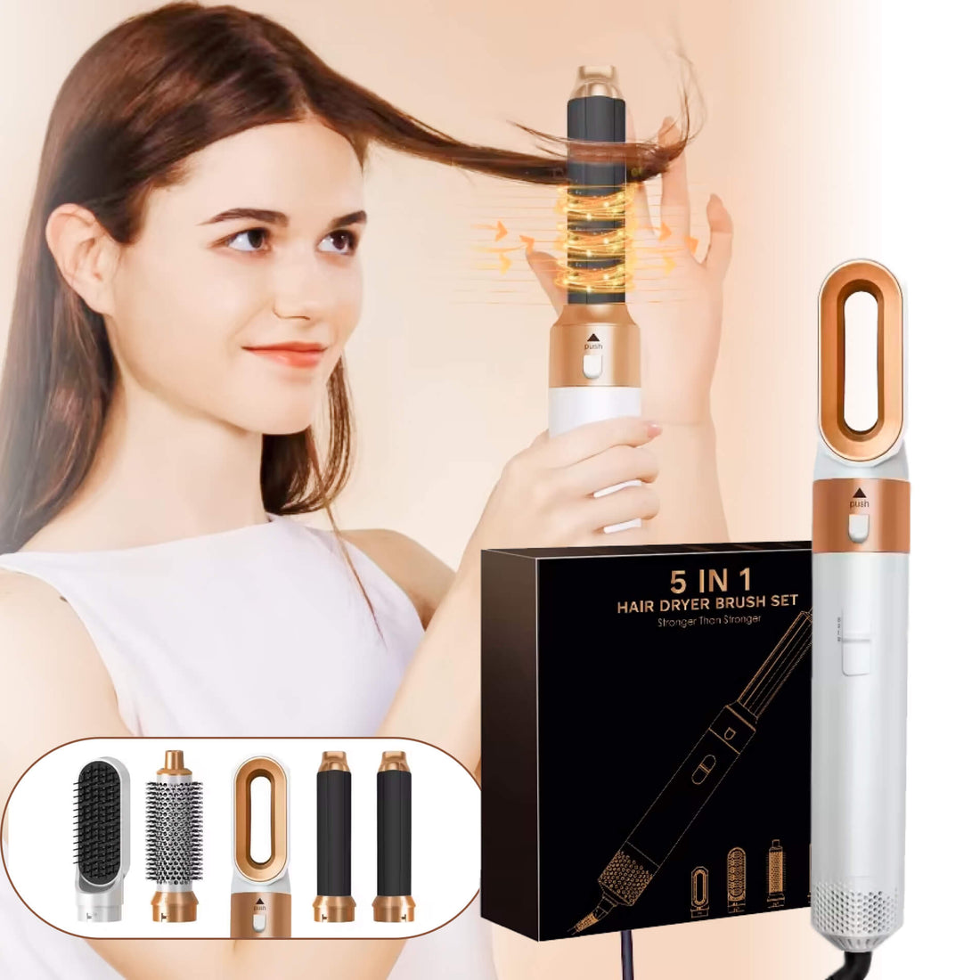 Premium 5-in-1 Haarglätter &amp; Styler – Locken, Wellen, Glätten, Trocknen &amp; Bürsten