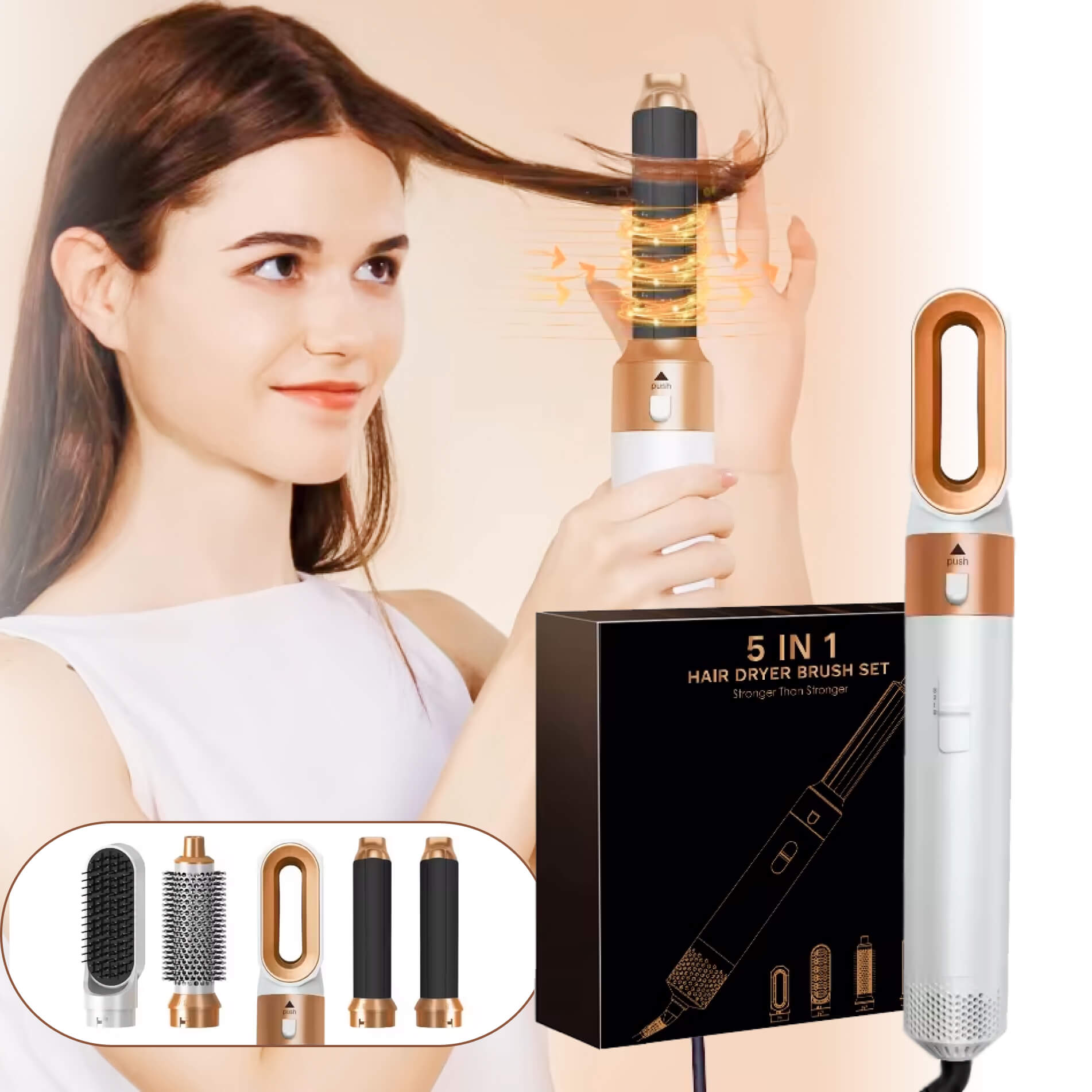 Premium 5-in-1 Haarglätter &amp; Styler – Locken, Wellen, Glätten, Trocknen &amp; Bürsten